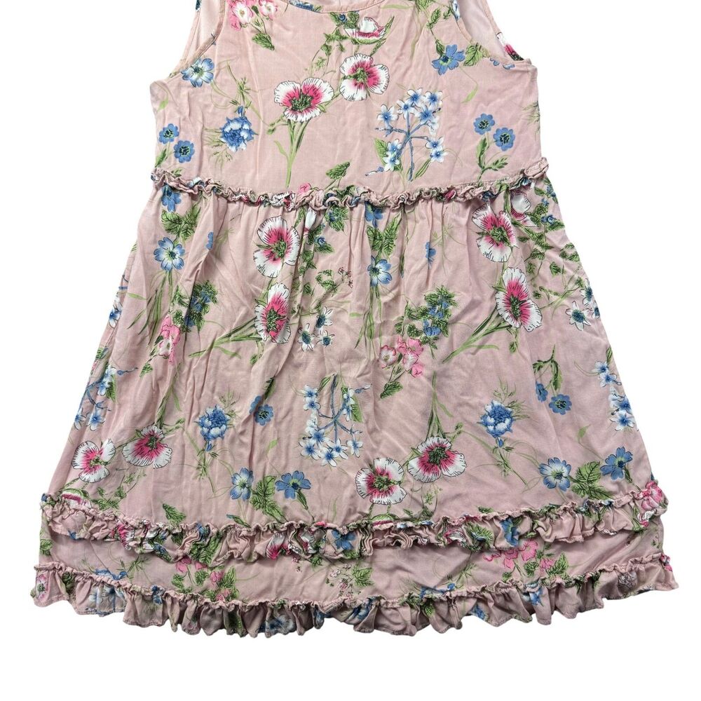 Entro Dress Women's Medium Pink Sleeveless Floral Midi Ruffled Lined Bohemian - Picture 5 of 11